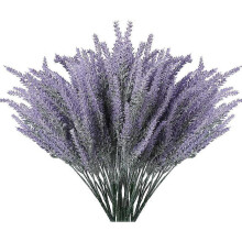 (Purple) Artificial Lavender Flowers Fake Plants with Fake Plastic Wedding Bouquet for Home Kitchen Decor 8pcs Purple
