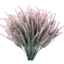 (Pink) Artificial Lavender Flowers Fake Plants with Fake Plastic Wedding Bouquet for Home Kitchen Decor 8pcs Purple