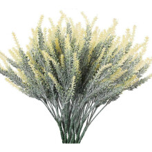 (Yellow) Artificial Lavender Flowers Fake Plants with Fake Plastic Wedding Bouquet for Home Kitchen Decor 8pcs Purple