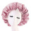 (Colour, Red Bean Paste Pink) 3 Pack Satin Silk Bonnet Sleep Cap Extra Large Jumbo Day And Night Cap 1