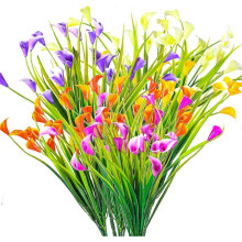 6PCS Artificial Flowers, Plastic UV Resistant Silk Flowers, Fake Artificial Plants Calla Lily Indoor