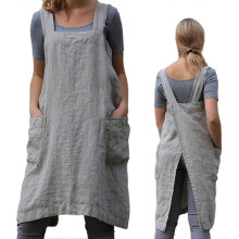 Gardening Apron Women's Cross Back Apron with Pockets Japanese Apron for Work Gardening Cooking Painting Baking - RiRi