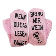 (E) If You Can Read This Bring Me Some Wine - Funny Socks Cupcake Gift Packaging - Fuzzy Warm Cotton Sister Wife