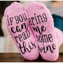 (A) If You Can Read This Bring Me Some Wine - Funny Socks Cupcake Gift Packaging - Fuzzy Warm Cotton Sister Wife