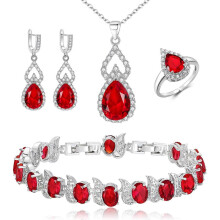 Wedding Jewelry Set for Women Bride Bridesmaid, Gorgeous Cubic Zirconia Teardrop Necklace Earrings  for women /family