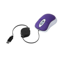 (Purple) USB C Corded Mouse Retractable Cable Small Mouse for Kids Children 1000DPI