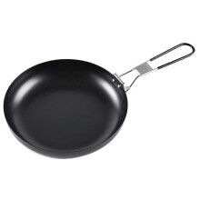 Camping Round NonStick Pan with Folding Handle, Lightweight Folding Camping Cookware
