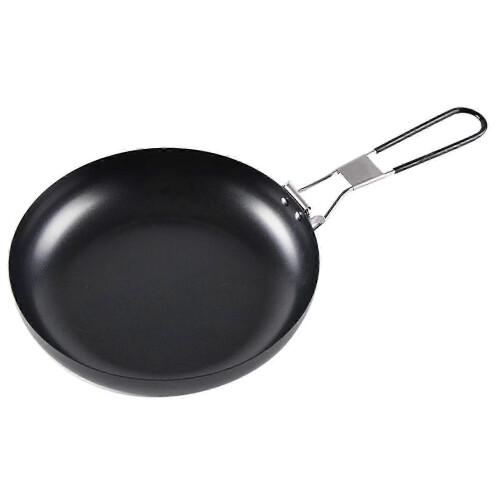 Camping Round NonStick Pan with Folding Handle, Lightweight Folding Camping Cookware