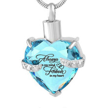 (H)Always on My Mind Forever in My Heart Cremation Urn Necklace for Ashes Urn Jewelry Memorial Pendant, No Necklace