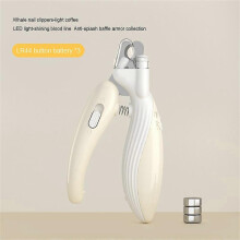(with lamp, yellow) Pet Anti-Bleeding Nail Clippers for Beginners Splashproof Nail Grinder with Led