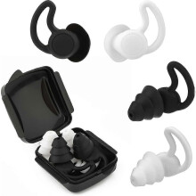 Silicone Ear Plugs, 2 Pairs Soft Reusable Waterproof Noise Canceling Ear Plugs for Sleeping Snoring Work Concerts Industrial Hearing Protectors (Black