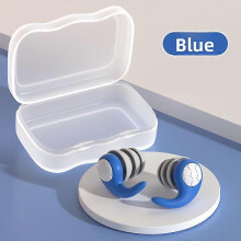(Blue) 2 sets of soundproof and noise reducing silicone waterproof swimming and noise proof hearing protection sleeping earplugs