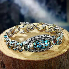 Turquoise Bracelet Durable Exquisite Workmanship Natural Turquoise Smooth Polished Fine Carving Womens Accessories Bracelet Safe