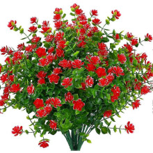 (Red) Artificial Fake Flowers Outdoor, Fake Plastic GreeneryWedding Farmhouse Decor 8 Pcs Red Lotus