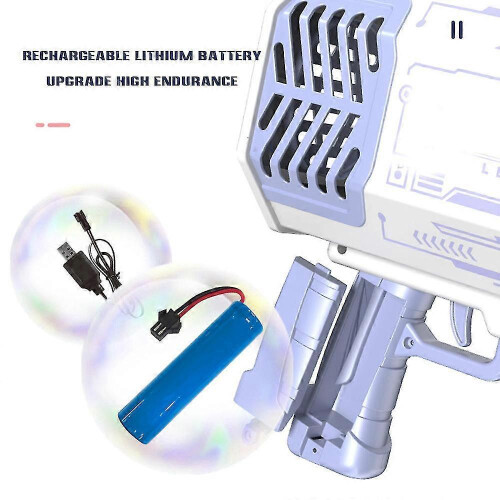 (Blue) Bubble Machine Gun, Diy Bubble Bazooka Machine 69 Holes Bubble Blower 2
