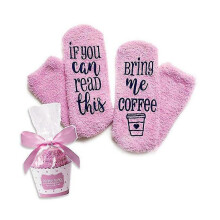 (B) If You Can Read This Bring Me Some Wine - Funny Socks Cupcake Gift Packaging - Fuzzy Warm Cotton Sister Wife