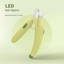 (Purple lamp, green) Pet Anti-Bleeding Nail Clippers for Beginners Splashproof Nail Grinder with Led