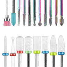 19PCS Embouts Cramiques Forets  Ongles Bits Diamant Colors Set Professionnel, pour Supprimer Gel Acrylique Cuticule pour Fraises  Ongles lectriqu