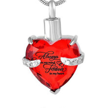 (A)Always on My Mind Forever in My Heart Cremation Urn Necklace for Ashes Urn Jewelry Memorial Pendant, No Necklace
