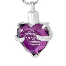 (B)Always on My Mind Forever in My Heart Cremation Urn Necklace for Ashes Urn Jewelry Memorial Pendant, No Necklace