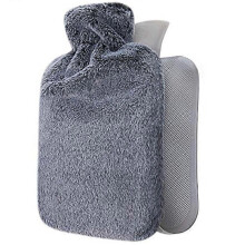 (Deep Grey) Hot Water Bottle, 1.8L Keep Warm Rubber Bag and Soft Fleece Cover with Elastic Band