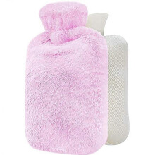 (Pink) Hot Water Bottle, 1.8L Keep Warm Rubber Bag and Soft Fleece Cover with Elastic Band