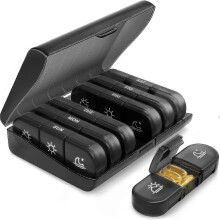 Pill Organizer 3 Times A Day, Portable Travel Pill Box 7 Day (black) - Aespa
