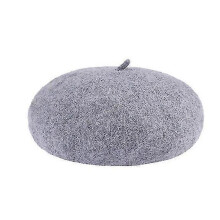 (Gray)Solid Warm Wool Hats Men Women Beret Beanie Military Army Hat Unisex Cap Gifts