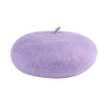 (Purple)Solid Warm Wool Hats Men Women Beret Beanie Military Army Hat Unisex Cap Gifts