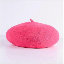 (Rose Red)Solid Warm Wool Hats Men Women Beret Beanie Military Army Hat Unisex Cap Gifts
