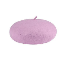 (Purple Pink)Solid Warm Wool Hats Men Women Beret Beanie Military Army Hat Unisex Cap Gifts