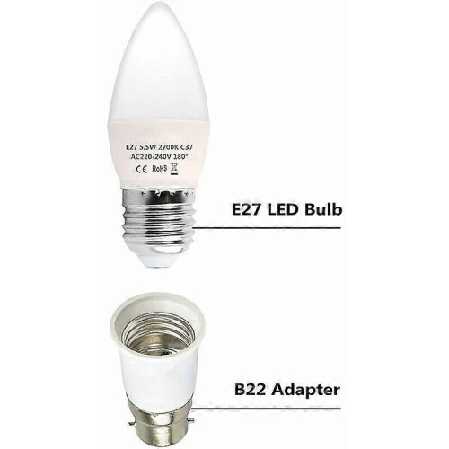10pcs white PBT material high temperature resistant b22 bayonet to e27 screw socket adapter 1