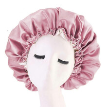 (Colour,Red Bean Paste Pink)3 Pack Satin Silk Bonnet Sleep Cap Extra Large Jumbo Day And Night Cap