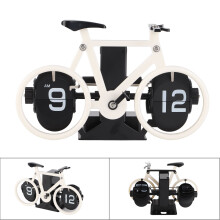Vintage Bike Shape Flip Clock - Retro Mechanical Table Timer, White
