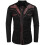 (S,Black)Men's Embroidered Long Sleeve Slim Fit Shirt 1