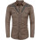 (S,Khaki)Men's Embroidered Long Sleeve Slim Fit Shirt 1