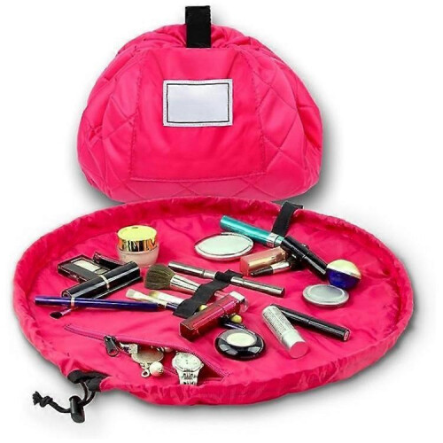 (Red) Drawstring Cosmetic & Makeup Bag Organizer, Toiletry Bag for Travel