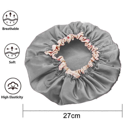 (Colour, Gray) 3 Pack Satin Silk Bonnet Sleep Cap Extra Large Jumbo Day And Night Cap 2