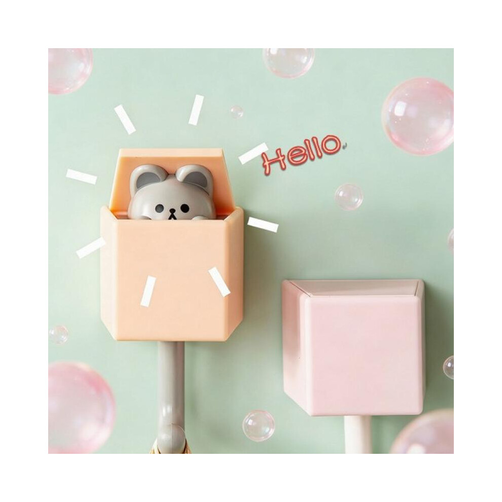 Zdjęcia - Organizacja i przechowywanie narzędzi Cute Cartoon Adhesive Hooks, No Drill Wall Mount Door Hooks for Entryway Bathroom Kitchen, Strong Sticky Hooks, 4(Pink Cat)