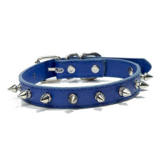 (blue758)1pc Cool Cat Dog Collar Leather Spiked Studded Collars For Small Medium Colorful Pets Necklace Dogs Cats Neck Strap Pet Products