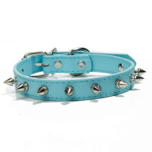 (sky blue760)1pc Cool Cat Dog Collar Leather Spiked Studded Collars For Small Medium Colorful Pets Necklace Dogs Cats Neck Strap Pet Products