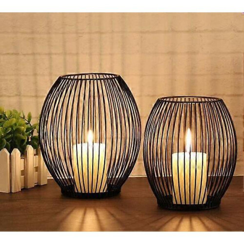 (S) Matte Black Metal Wire Candle Holder 1