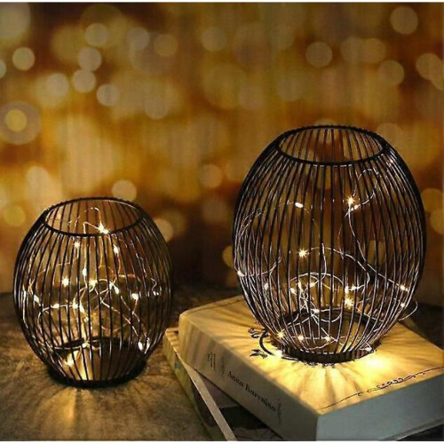 (S) Matte Black Metal Wire Candle Holder 2
