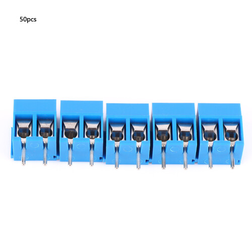 Screw Terminal Blocks 50pcs 2-Pin 5.0mm for Electrical Wiring PCB Connection 1