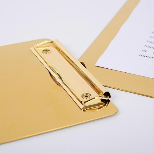 Metal Clipboard Writing Pad File Folders Document Holder Desk Storage School1pcs,gold) 1