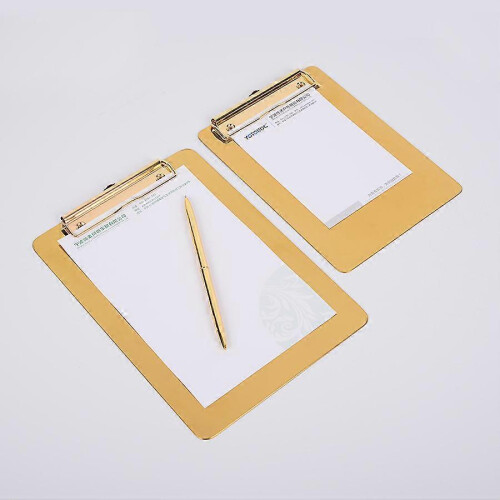 Metal Clipboard Writing Pad File Folders Document Holder Desk Storage School1pcs,gold) 2