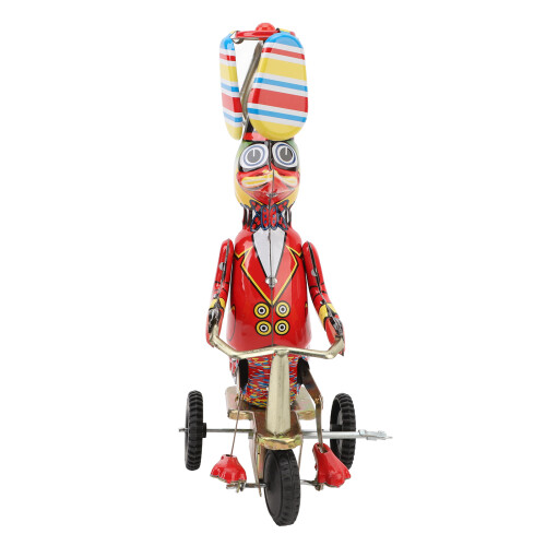 Duck On Bike Tin Toy Clockwork Wind-Up Handmade