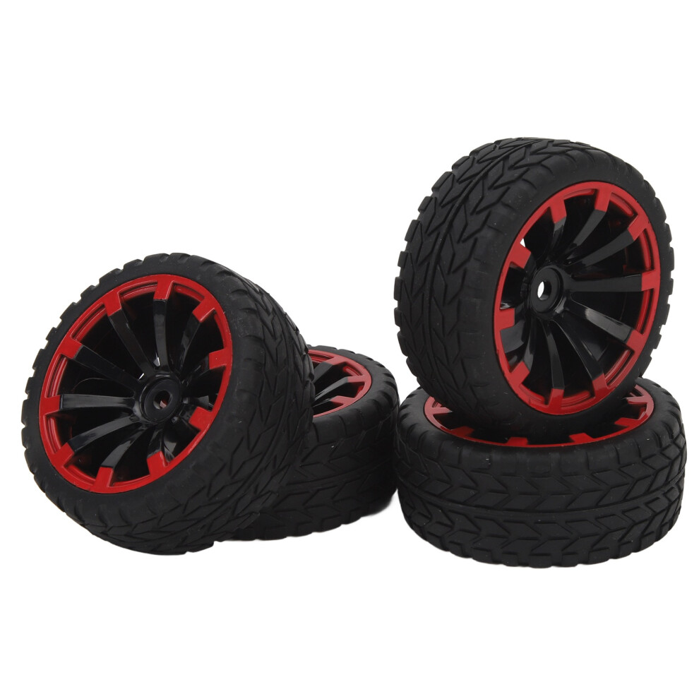 4Pcs 1/10 Rc Car Rubber Tires 65Mm Wheel Rims 10 Spoke Red 9421393379084