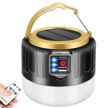 Lampe de camping solaire rechargeable par USB (noire), lampe de camping distance pour tente 1000LM, lampe de tente tanche 5 modes, adapte la r