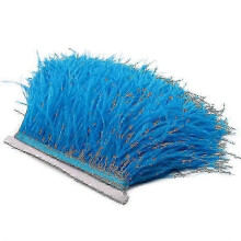 (Lake Blue) 2m ostrich feather ribbon selvage for millinery projects